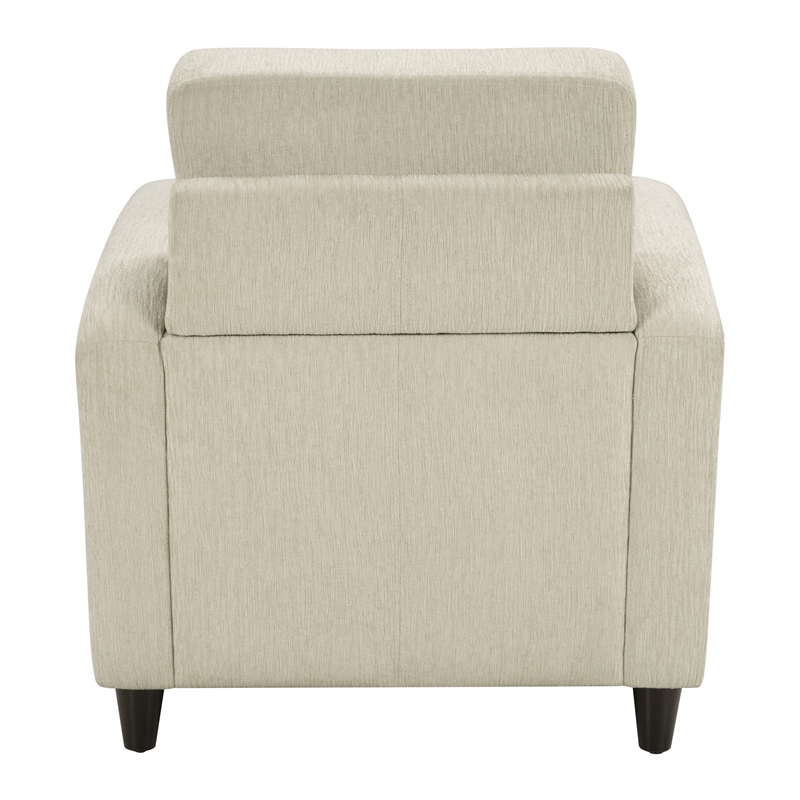 Scranton & Co Modern Club Chair in Cream Fabric with Espresso Wood Legs