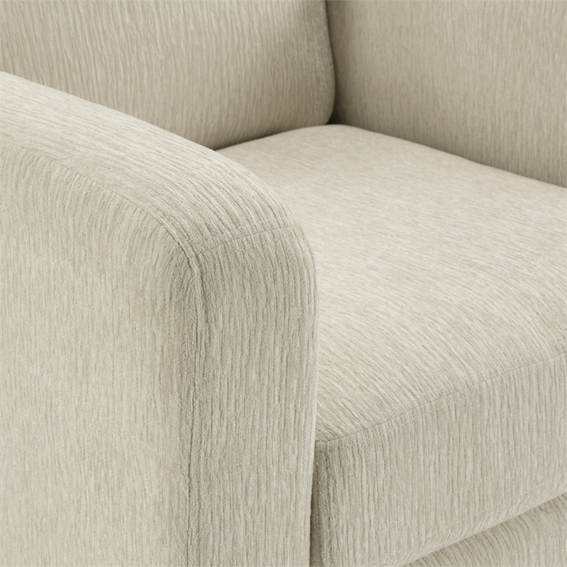 Scranton & Co Modern Club Chair in Cream Fabric with Espresso Wood Legs