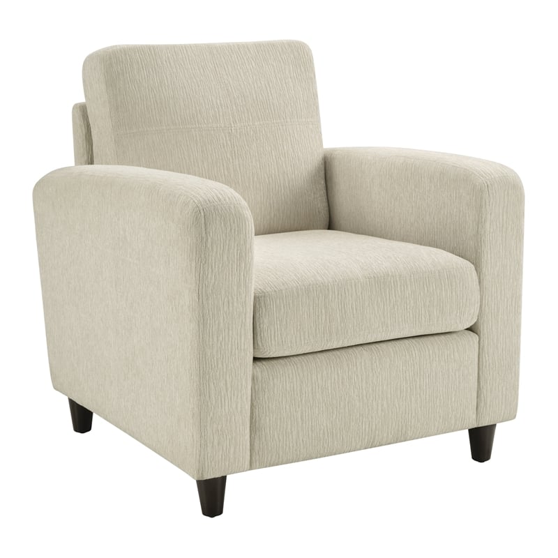 Scranton & Co Modern Club Chair in Cream Fabric with Espresso Wood Legs