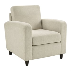 Scranton & Co Modern Club Chair in Cream Fabric with Espresso Wood Legs