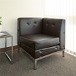 Scranton & Co Modern Corner Chair in Espresso Faux Leather with Chrome Base