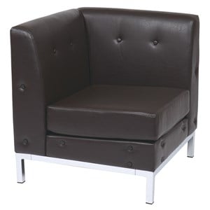 Scranton & Co Modern Corner Chair in Espresso Faux Leather with Chrome Base