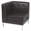 Scranton & Co Modern Corner Chair in Espresso Faux Leather with Chrome Base
