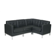 Scranton & Co Modern Corner Chair in Black Faux Leather with Chrome Base