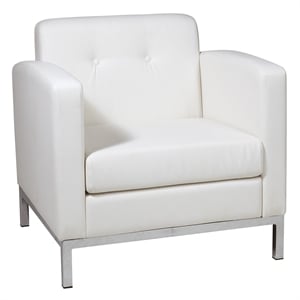 Scranton & Co Contemporary White Faux Leather Armchair with Chrome Base