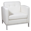 Scranton & Co Contemporary White Faux Leather Armchair with Chrome Base