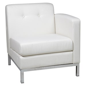 Scranton & Co Right Arm Facing Chair in White Faux Leather Chrome Base
