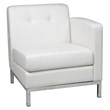 Scranton & Co Right Arm Facing Chair in White Faux Leather Chrome Base
