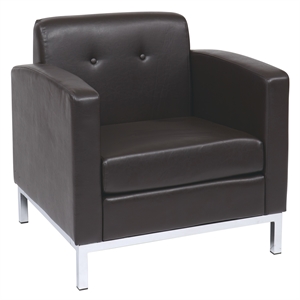 Scranton & Co Espresso Faux Leather Armchair with Chrome Finished Base