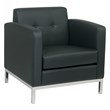 Scranton & Co Black Faux Leather Armchair with Chrome Finished Base