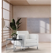 Scranton & Co White Faux Leather Corner Chair with Chrome Finished Base