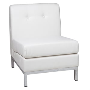 Scranton & Co Armless Chair in White Faux Leather with Chrome Base