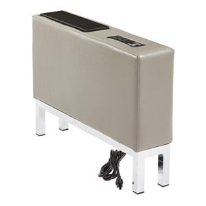 Scranton & Co Center Console with Charging Station in Smoke Gray Faux Leather