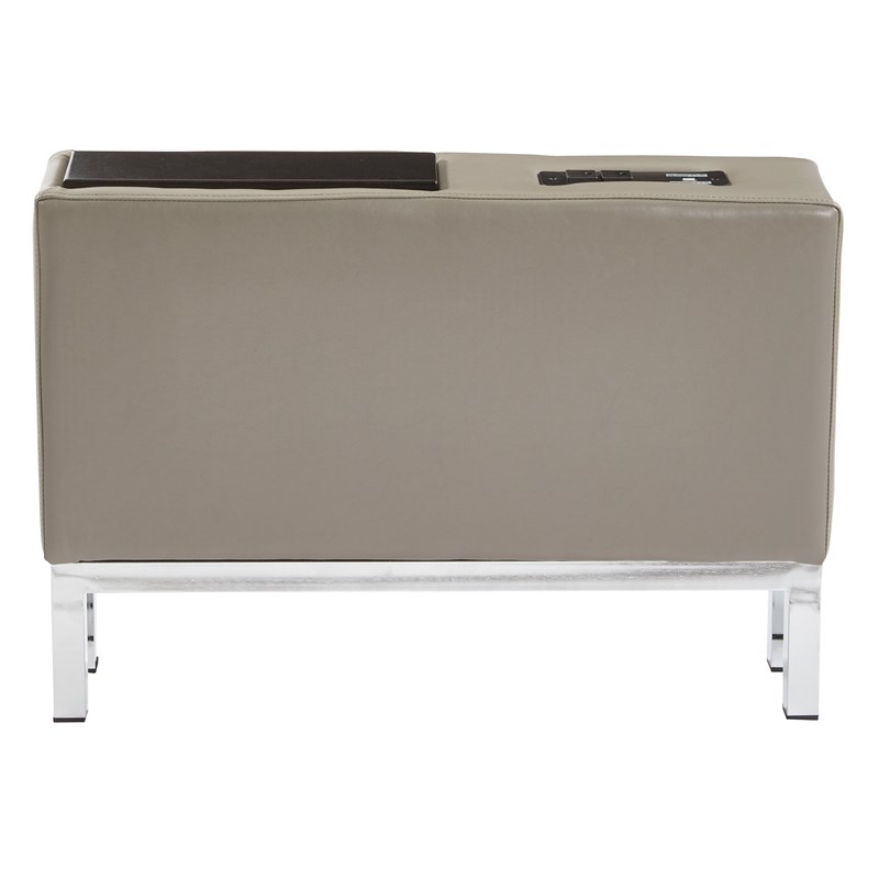 Scranton & Co Center Console with Charging Station in Smoke Gray Faux Leather