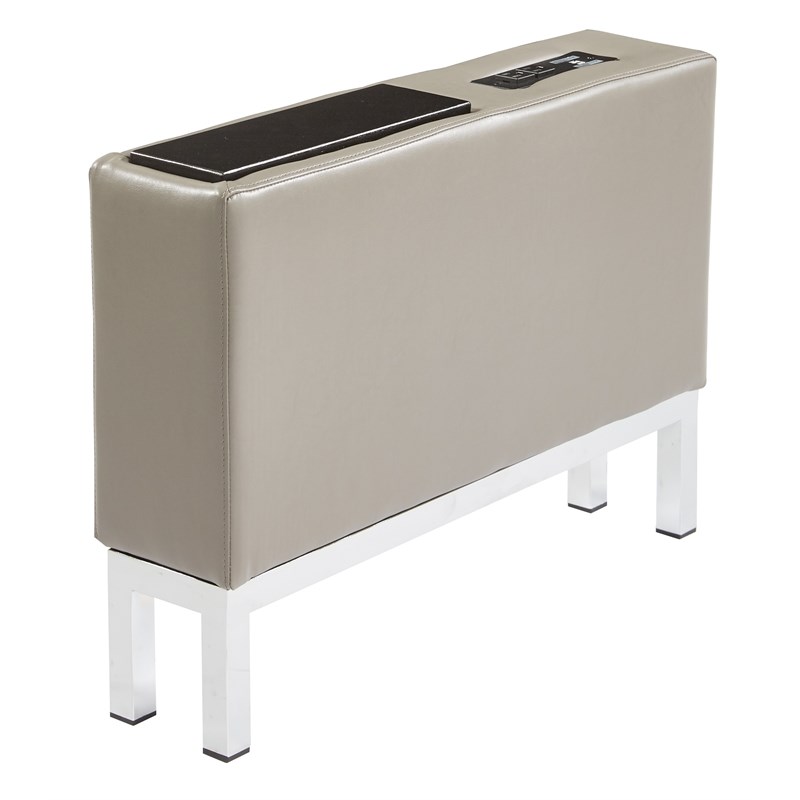 Scranton & Co Center Console with Charging Station in Smoke Gray Faux Leather