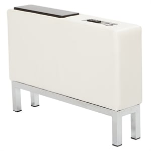 Scranton & Co Center Console with Charging Station in White Faux Leather