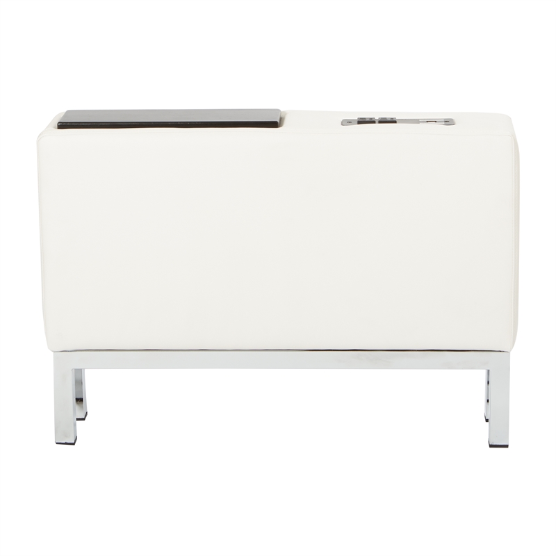 Scranton & Co Center Console with Charging Station in White Faux Leather