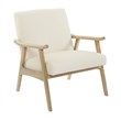 Scranton & Co Mid-Century Armchair in Linen Cream with Brushed Wood Frame