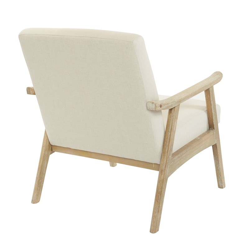 Scranton & Co Mid-Century Armchair in Linen Cream with Brushed Wood Frame