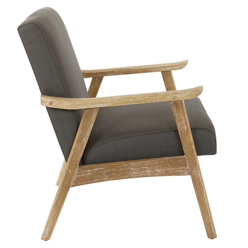 Scranton & Co Mid-Century Armchair in Charcoal Gray with Brushed Wood Frame