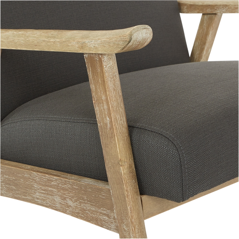 Scranton & Co Mid-Century Armchair in Charcoal Gray with Brushed Wood Frame