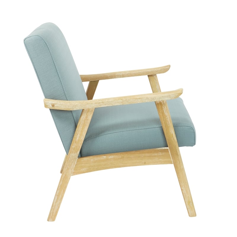 Scranton & Co Mid-Century Armchair in Sea Blue with Brushed Wood Frame