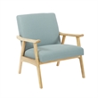 Scranton & Co Mid-Century Armchair in Sea Blue with Brushed Wood Frame