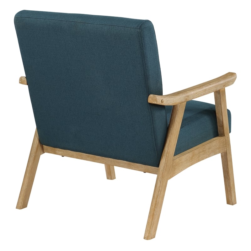 Scranton & Co Azure Blue Fabric Mid-Century Accent Chair with Brushed Wood Frame