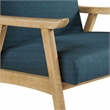 Scranton & Co Azure Blue Fabric Mid-Century Accent Chair with Brushed Wood Frame