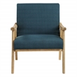 Scranton & Co Azure Blue Fabric Mid-Century Accent Chair with Brushed Wood Frame