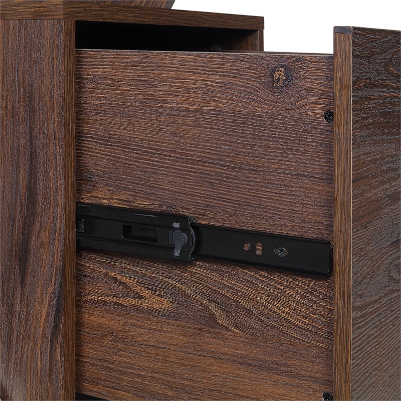 Scranton & Co Mobile File Cabinet in Cherry Red with Glass Top and Metal Z-Frame