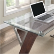 Scranton & Co 48 Inch Glass Top Desk in Cherry Red with Metal Z-Frame Design