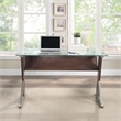 Scranton & Co 48 Inch Glass Top Desk in Cherry Red with Metal Z-Frame Design