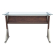 Scranton & Co 48 Inch Glass Top Desk in Cherry Red with Metal Z-Frame Design