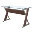 Scranton & Co 48 Inch Glass Top Desk in Cherry Red with Metal Z-Frame Design