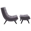 Scranton & Co Pewter Gray Bonded Leather Mid-Century Lounge Chair & Ottoman Set