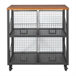 Scranton & Co 4-Drawer Rolling Storage Console in Black Metal and Sumatra Wood