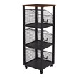 Scranton & Co 3-Drawer Rolling Storage Console in Black Metal and Sumatra Wood