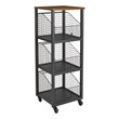 Scranton & Co 3-Drawer Rolling Storage Console in Black Metal and Sumatra Wood