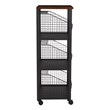Scranton & Co 3-Drawer Rolling Storage Console in Black Metal and Sumatra Wood