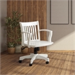 Scranton & Co Classic White Wood Banker's Chair with Slat Back and Swivel