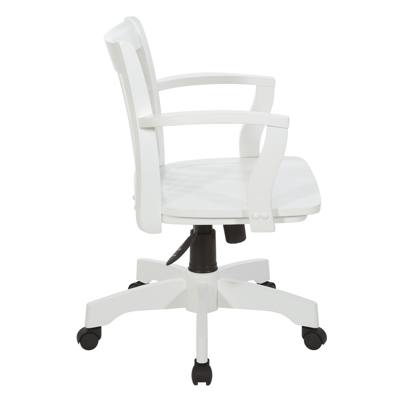 Scranton & Co Classic White Wood Banker's Chair with Slat Back and Swivel