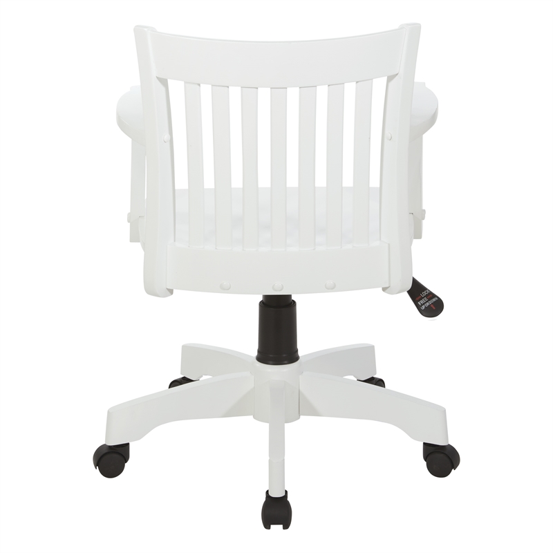 Scranton & Co Classic White Wood Banker's Chair with Slat Back and Swivel
