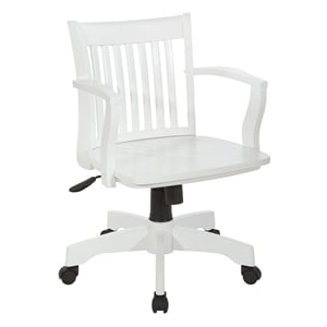 Scranton & Co Classic White Wood Banker's Chair with Slat Back and Swivel