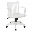 Scranton & Co Classic White Wood Banker's Chair with Slat Back and Swivel