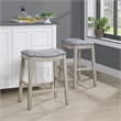 Scranton & Co 24 Inch Navy Fabric Counter Stool Set of 2 with Nailhead Trim