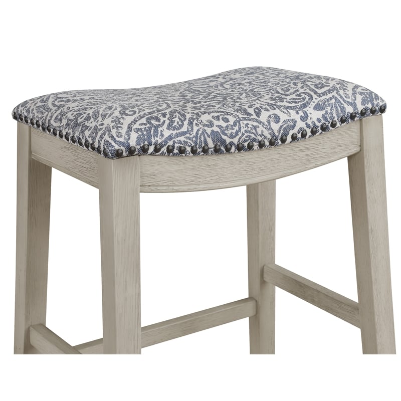Scranton & Co 24 Inch Navy Fabric Counter Stool Set of 2 with Nailhead Trim