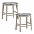 Scranton & Co 24 Inch Navy Fabric Counter Stool Set of 2 with Nailhead Trim