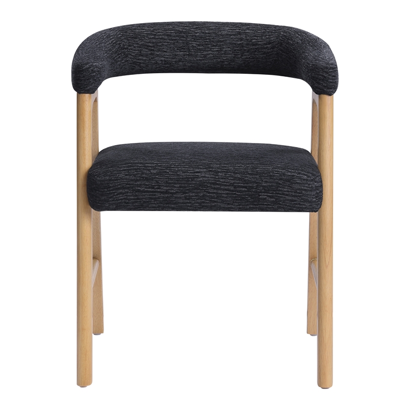 Scranton & Co Mid-Century Modern Dining Chair in Black Fabric 2-Pack