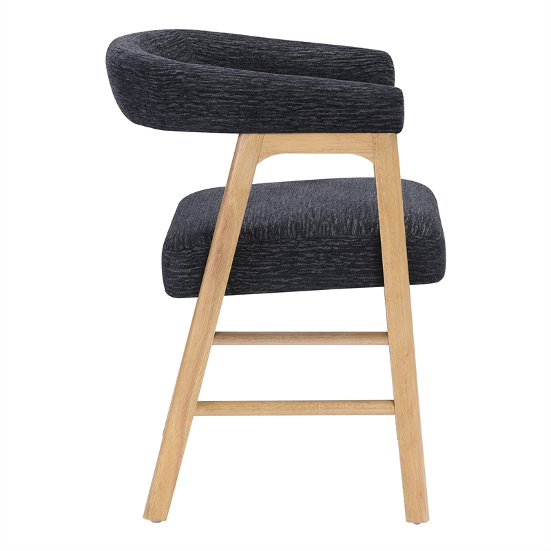 Scranton & Co Mid-Century Modern Dining Chair in Black Fabric 2-Pack